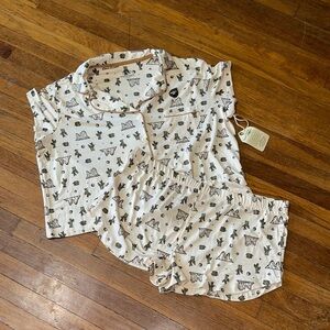 Telluride Clothing Company Women’s Desert Print Pajama Set, Boxy/Cropped Fit, XL